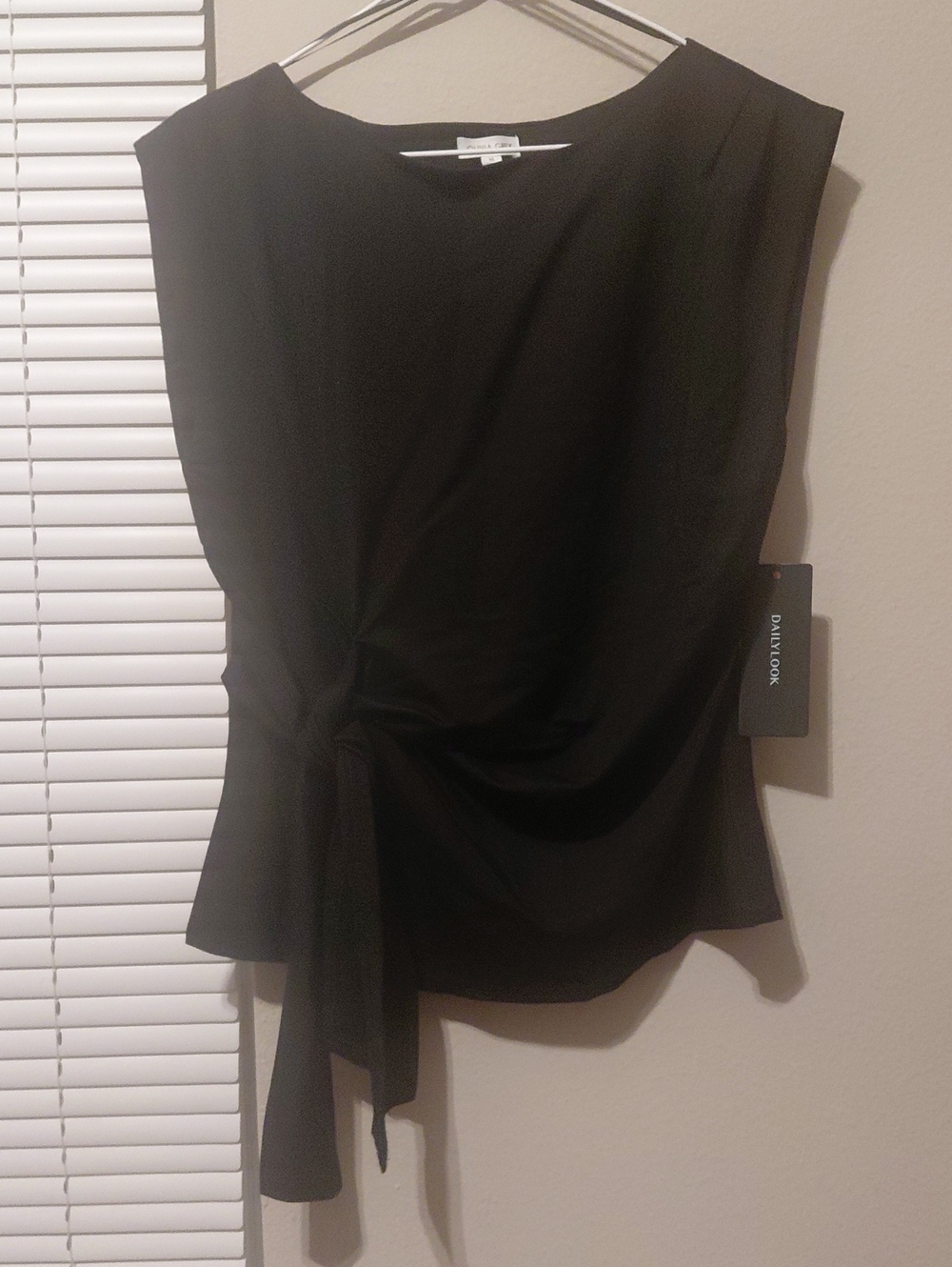 Black Sleeveless Side-Tie Blouse for Women